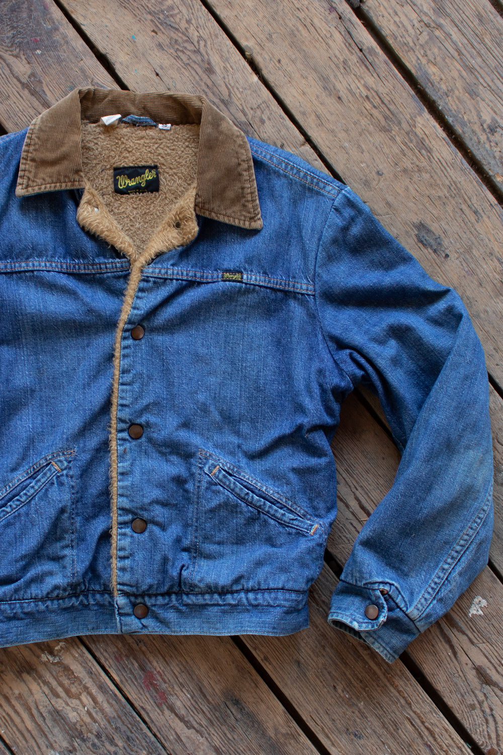 Vintage 1970s Wrangler Fleece Lined Denim Jacket Small
